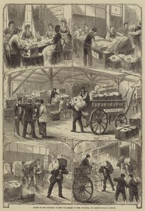 Magazzini della National Society for Relief of the Wounded, St Martins-Place, Londra da Melton Prior